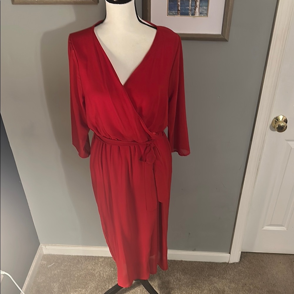 Elegant Red Wrap Dress